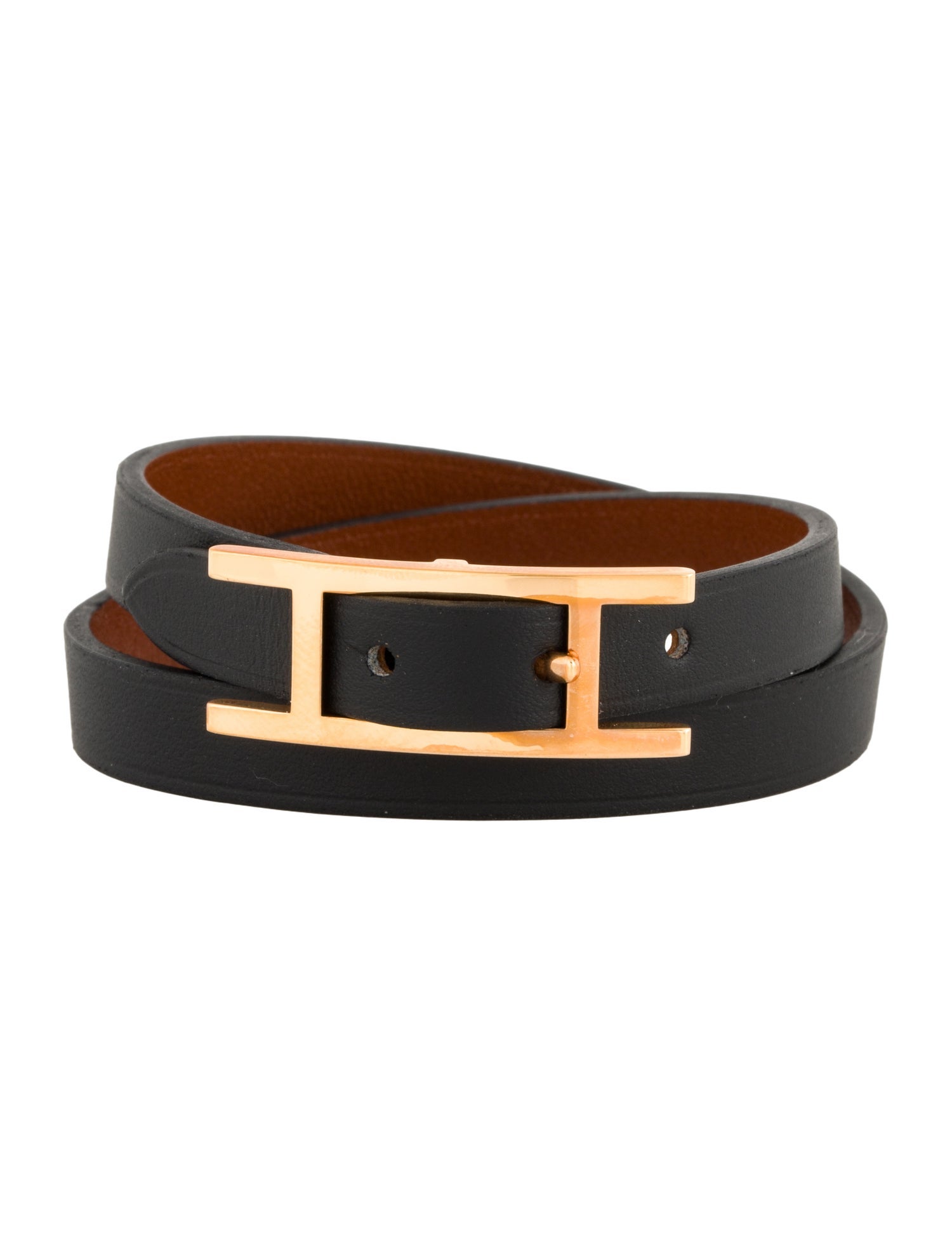 Hermès Leather Behapi Double Tour Wrap Bracelet